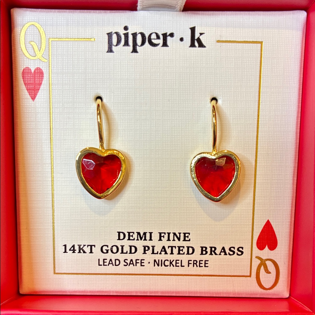 Piper K Red Heart Earrings The Queen Of Hearts Dangle Valentine’s Day